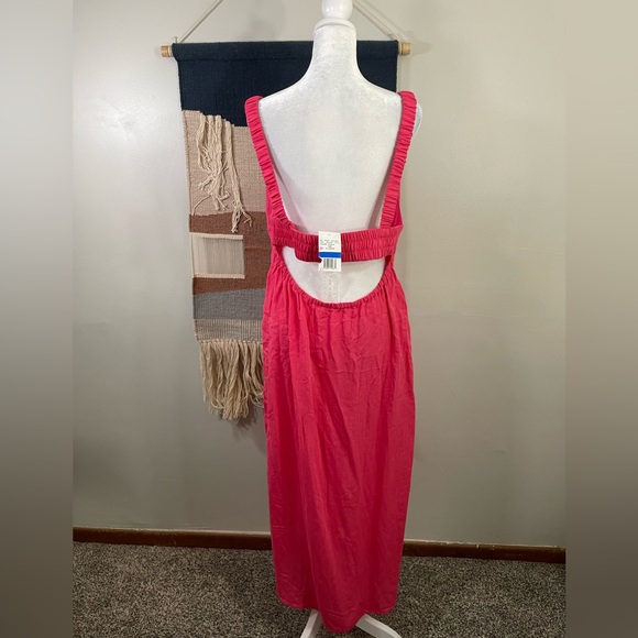 NWT Anthropologie Sadie & Sage Pink Rayon Flowy OpenBack Pencil Midi Dress XL - Picture 4 of 6